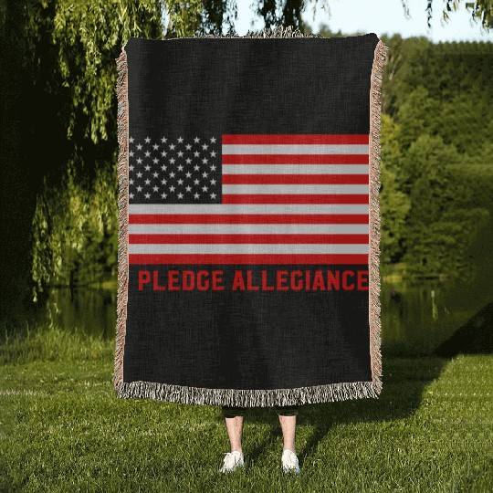 Pledge Allegiance American Flag Patriotic Design Woven Blankets
