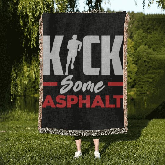 Kick Some Asphalt Running Motivation Woven Blankets