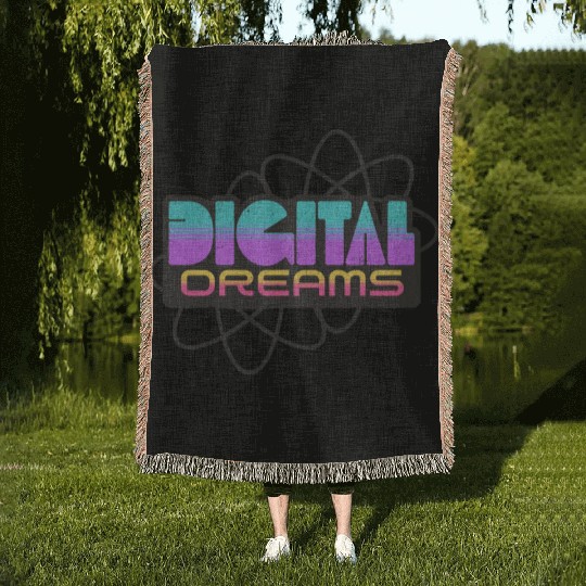 Digital Dreams - Retro Y2K Streetwear Design Woven Blankets