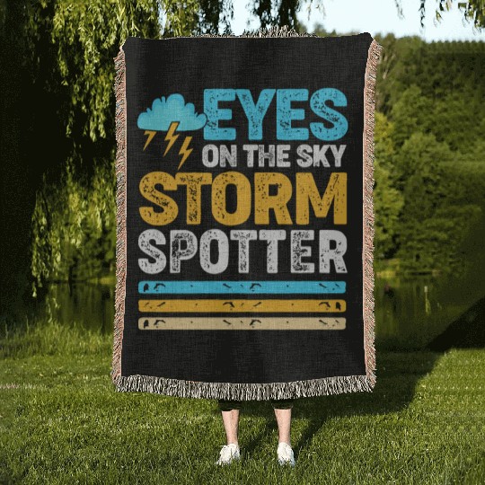 Retro Meteorologist Eyes On The Sky Strom Spotter Woven Blankets