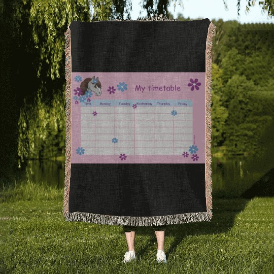 Timetable for Kids - Pony Flowers pink Woven Blankets