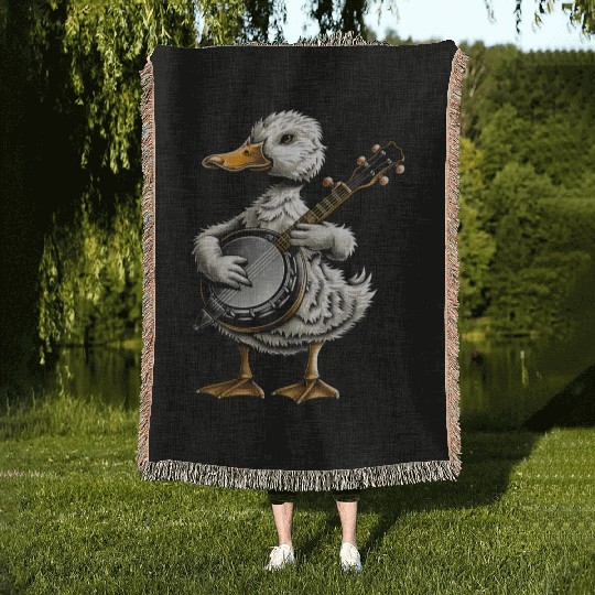 Ducks Farm Animal Farmer Bluegrass Banjo Player Woven Blankets