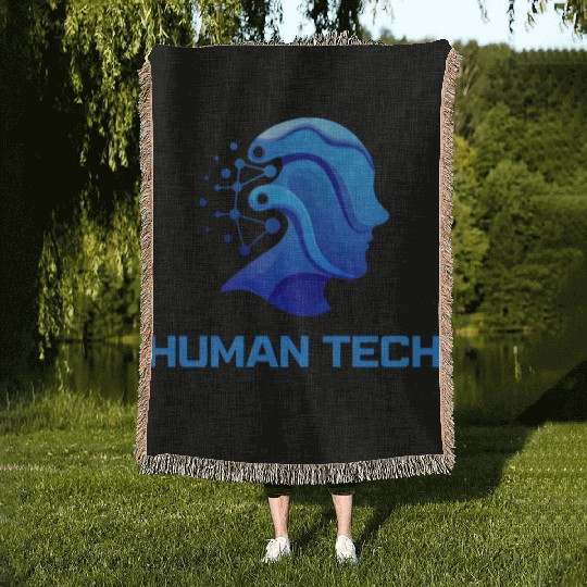 Blue Flat Illustrative Human Artificial Woven Blankets