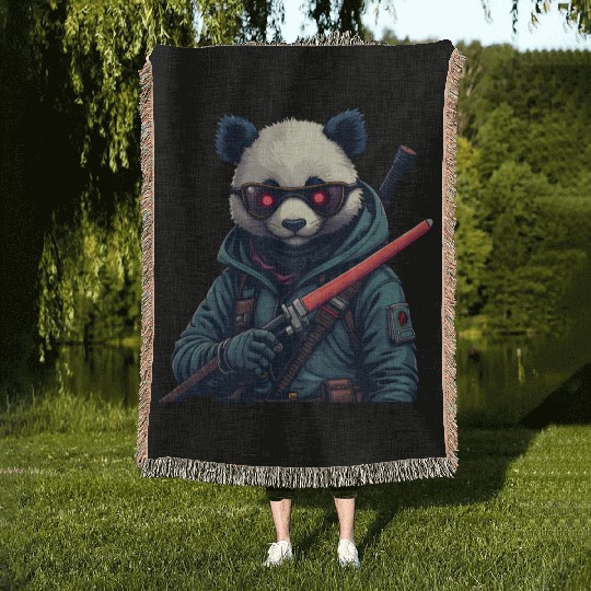 Panda Warrior Woven Blankets