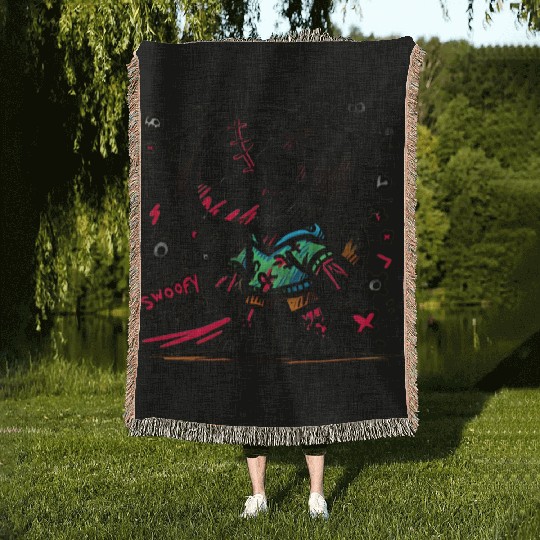 Spooky season zombie dog Woven Blankets