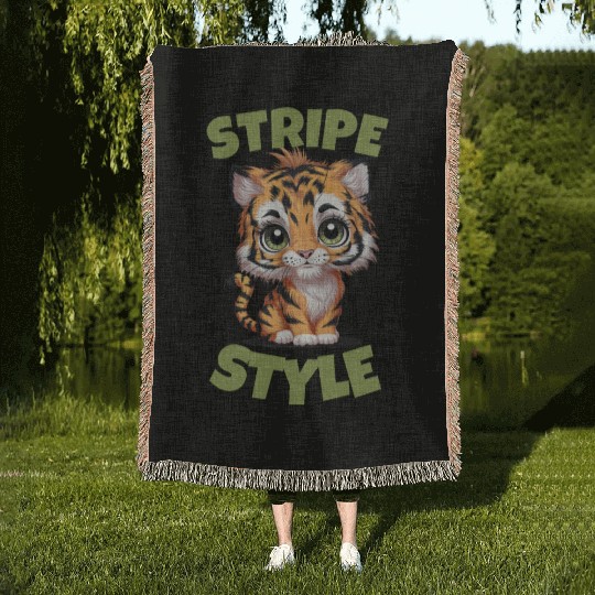 Cute Tiger Stripe Style Woven Blankets