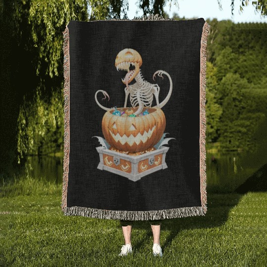 "Heavy Metal Skeletons and Skulls Halloween Art Woven Blankets