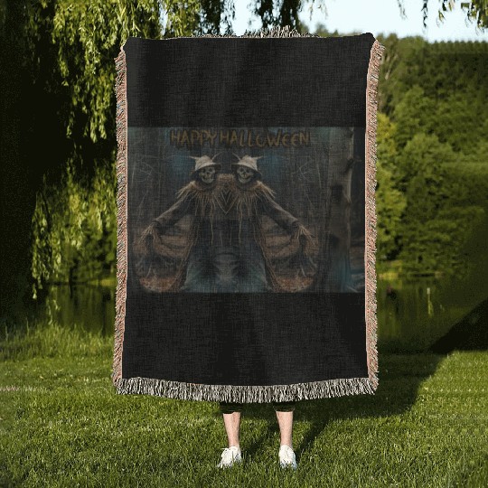 Halloween Scarecrow HOLLYDAY Woven Blankets