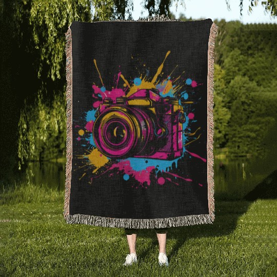 A Watercolor Design For Photography Lovers Woven Blankets