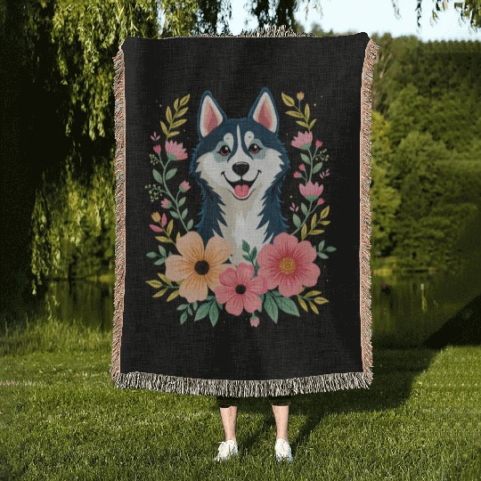 Husky Floral Woven Blankets
