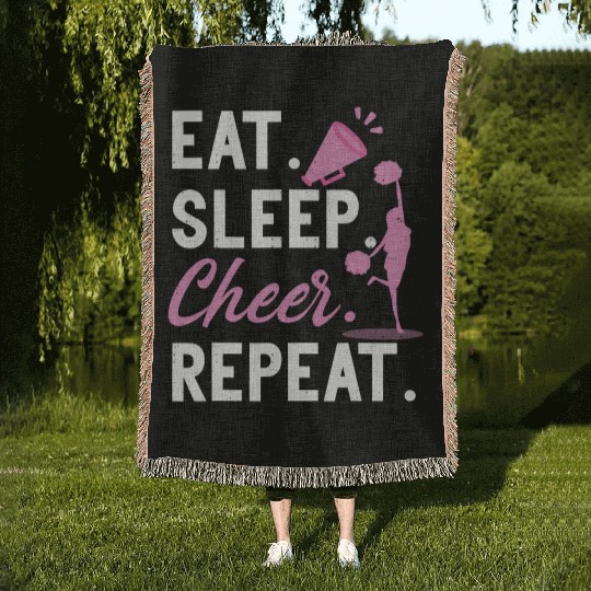 Cheerleading Dance Cheerleader Girls Eat Sleep Woven Blankets