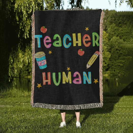 teacher of tiny human Woven Blankets