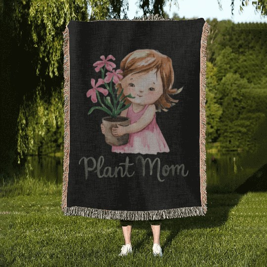 plant mom Woven Blankets