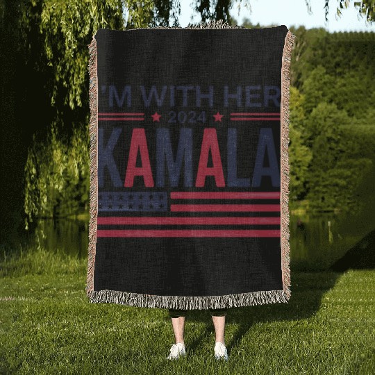 Kamala Harris Support I'm With Her Vote Kamala Har Woven Blankets