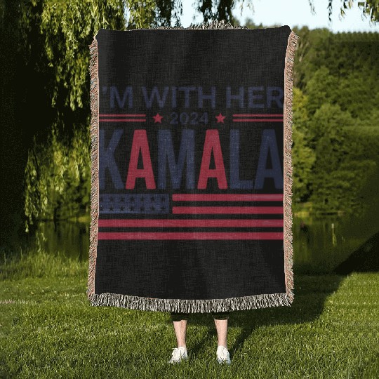Kamala Harris Support I'm With Her Vote Kamala Har Woven Blankets