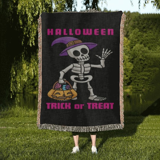 Halloween Trick or Treat - Woven Blankets funny