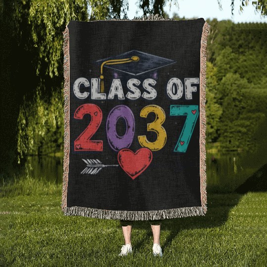Celebrating the Class of 2037: A Colorful Future Woven Blankets