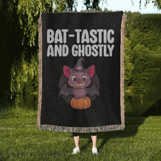 Bat-tastic and Ghostly Halloween Fun Woven Blankets