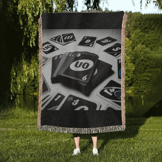 Black Uno Cards Woven Blankets