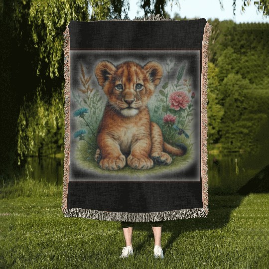 Cute baby animals Woven Blankets