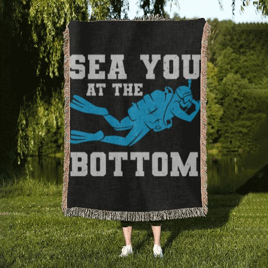 Scuba Diving Diver Woven Blankets