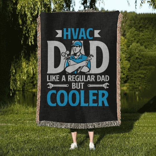 HVAC Dad But Cooler HVAC Technician Fathers Day Woven Blankets