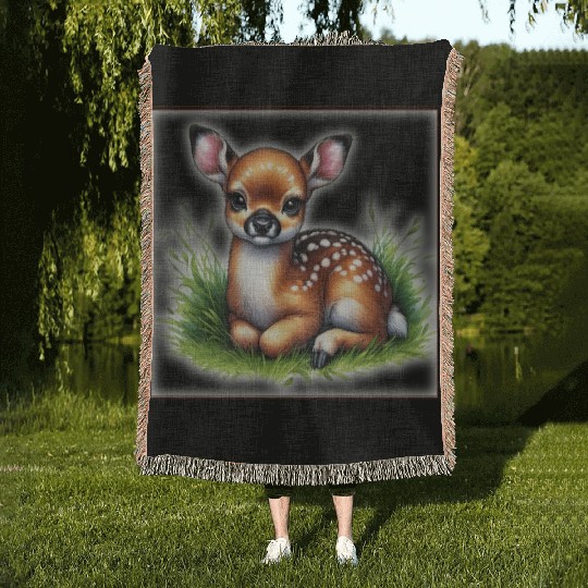 Cute baby animals Woven Blankets