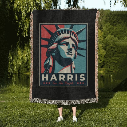 Harris 2024 statue of liberty Kamala Harris Woven Blankets