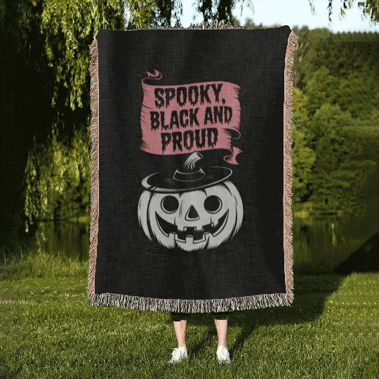 Spooky Black and Proud Woven Blankets