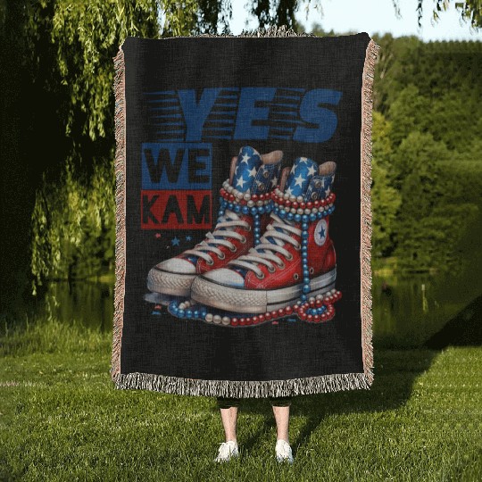YES WE KAM | I'm Voting For Kamala Harris 2024 Woven Blankets