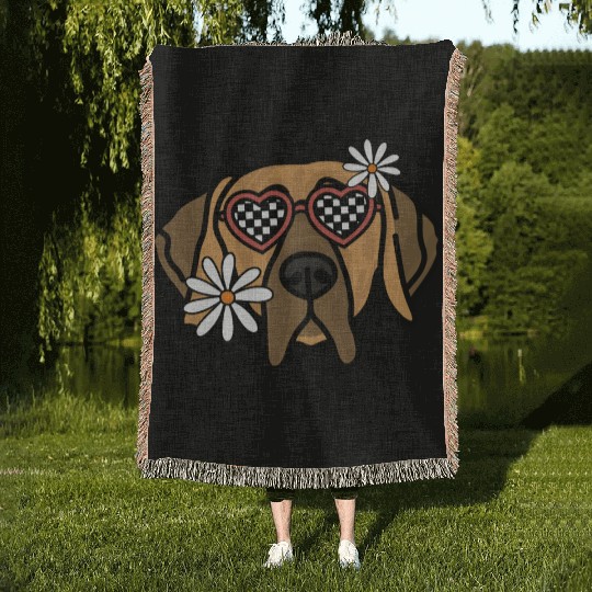 Great Dane Brown Retro Dog Woven Blankets