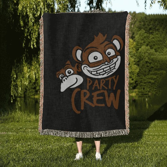 Monkey Chimpanzee Party Animals Crew Team Friends Woven Blankets