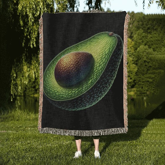 Avocado food art vegan design 6 Woven Blankets