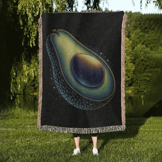 Avocado food art vegan design 4 Woven Blankets