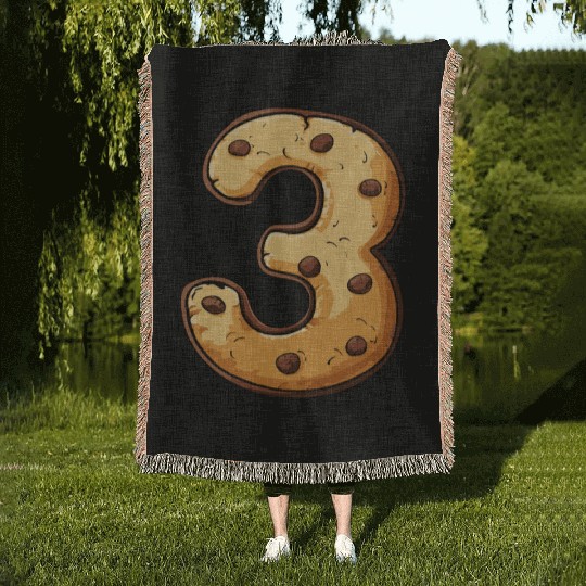 Birthday Cookie: Three-Year-Old, Number 3 Woven Blankets