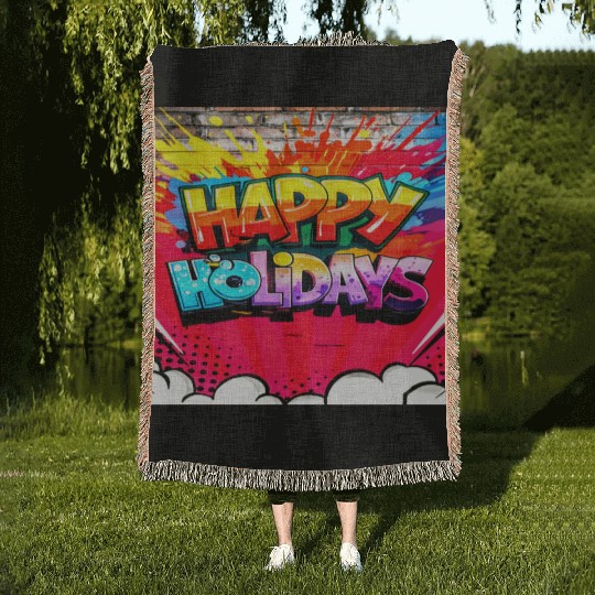 HAPPY HOLIDAYS Woven Blankets