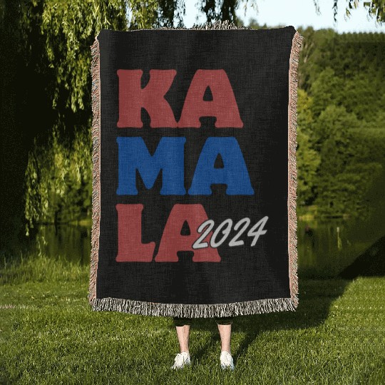 Kamala Harris 2024 Art Print Woven Blankets