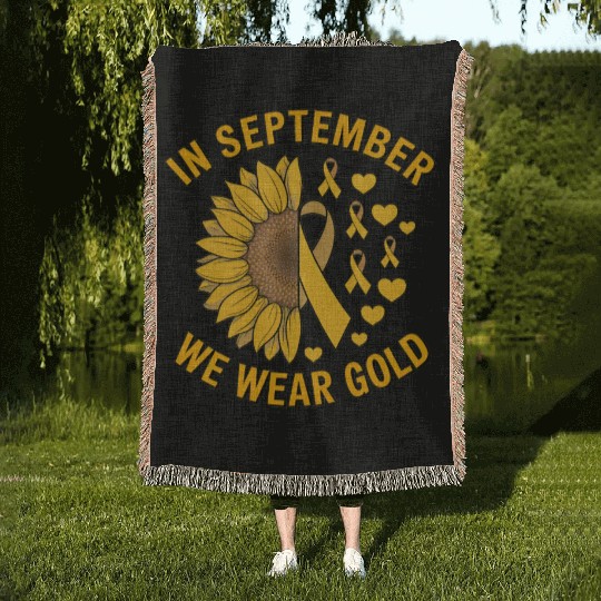 September We Wear Gold Childhood Cancer Awareness Woven Blankets