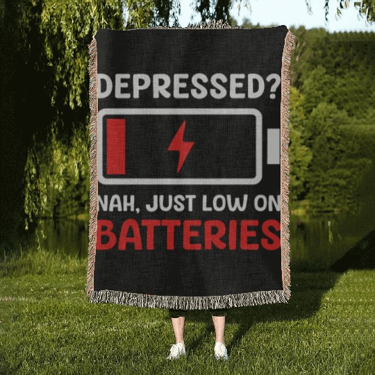 Depression Awareness Just Low On Batteries Woven Blankets