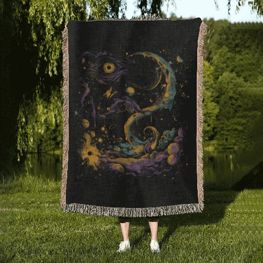 Weirdcore Aesthetic Cosmic Space Dreamcore Creepy Woven Blankets