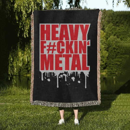 Heavy F#ckin' Metal Hard Rock Music Graffiti Spray Woven Blankets