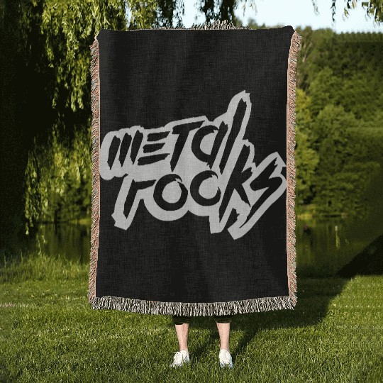 Heavy Metal Rocks Hard Rock Music Text Quote Logo Woven Blankets
