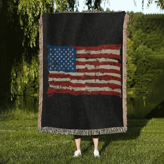 Try That In a Small Town US Flag Woven Blankets