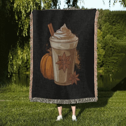 Pumpkin spice latte Woven Blankets