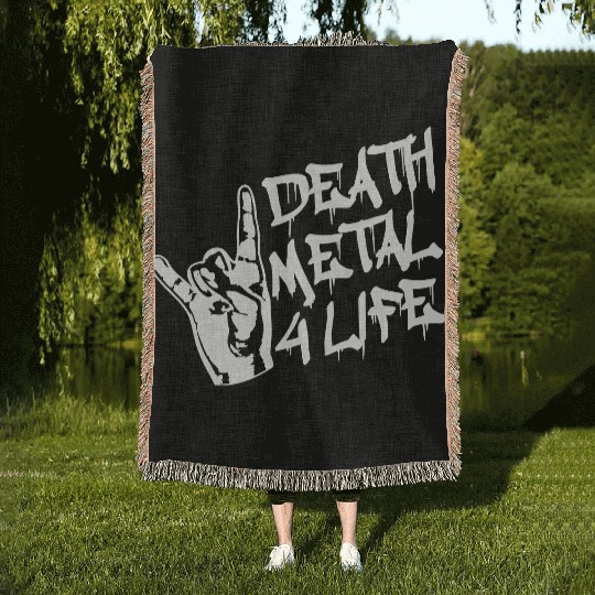 Heavy death metal 4 life hand gesture graffiti fun Woven Blankets
