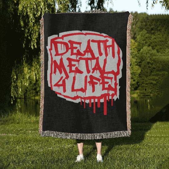 Heavy death metal 4 life hard rock music graffiti Woven Blankets