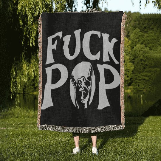 Fuck pop charts music heavy metal fun hand gesture Woven Blankets