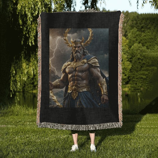 Zeus Jupiter Roman Greek God Woven Blankets