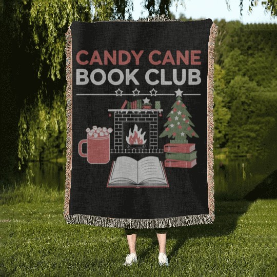 Bookish Christmas Candy Cane Book Club Bookish Woven Blankets