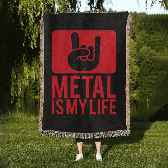 Heavy Metal Is My Life Hard Rock Music Text Quote Woven Blankets